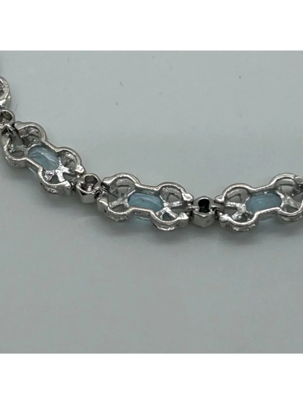 Sterling Silver Tennis Bracelet Blue Gemstones 6.5 